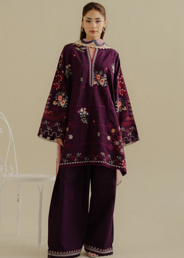 Sanaat Fashion Winter Collection 2Pc (Unstitched) – Navy Blue Classic Embroidery D-135