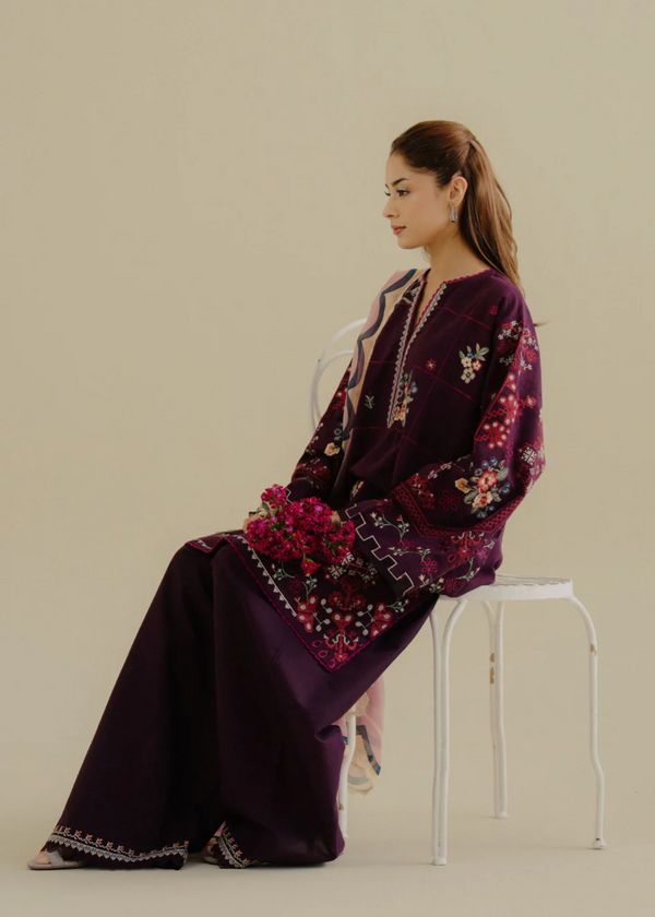 Sanaat Fashion Winter Collection 2Pc (Unstitched) – Navy Blue Classic Embroidery D-135