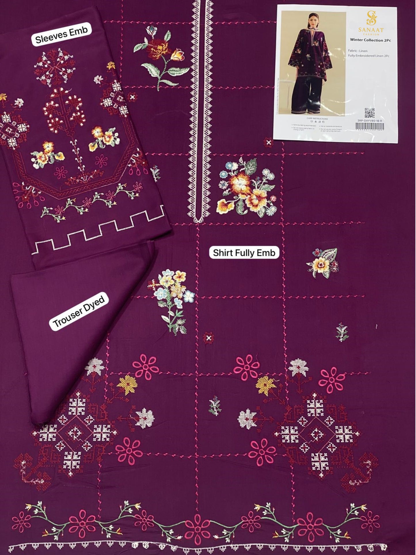 Navy Blue Classic Embroidery 2Pc (Unstitched) D-135