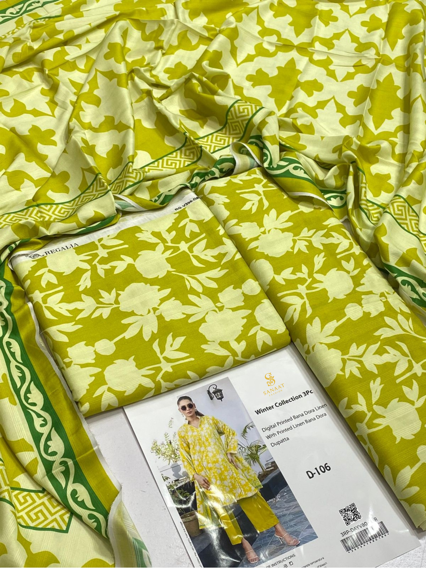 Digital Printed Bana Dora 3Pc Linen Suit – (D-106)