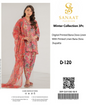 Unstitched Digital Printed Pink Floral Linen 3Pc – Winter Collection D-120
