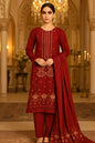 Bin Saeed Luxury Karandi 3Pc Embroidered Suit – Design 02 Wine Red