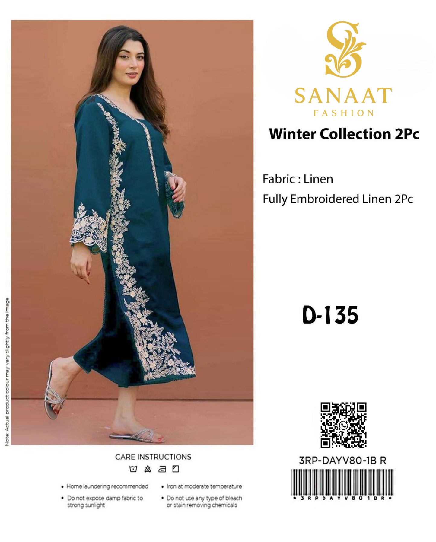 ✨ SANAAT Fashion Winter Collection 2Pc (Unstitched) – Premium Fully Embroidered Linen Suits ✨