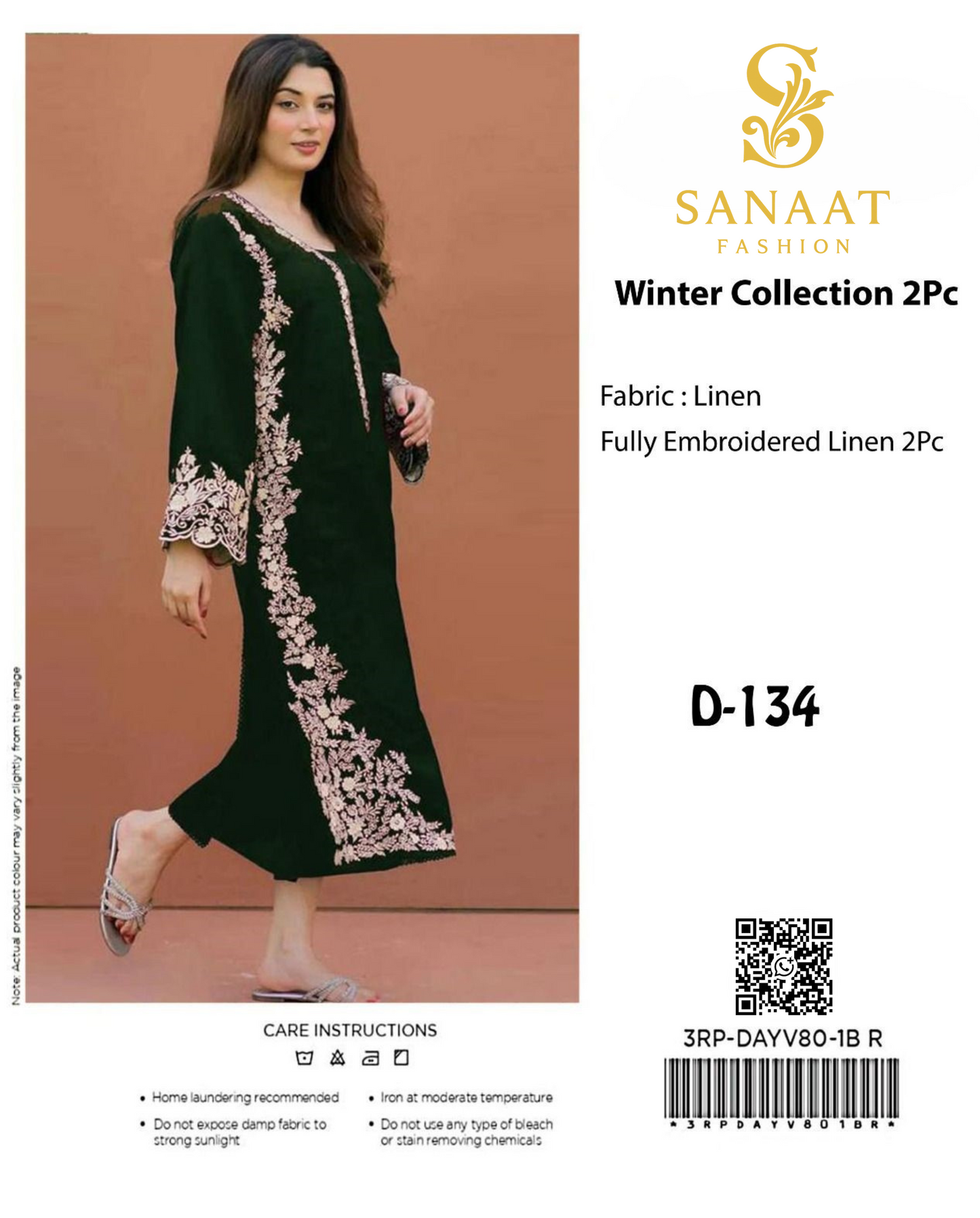✨ SANAAT Fashion Winter Collection 2Pc (Unstitched) – Premium Fully Embroidered Linen Suits ✨